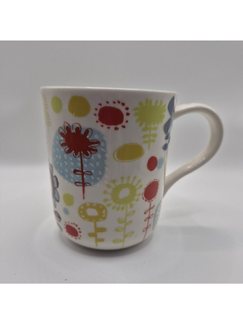 Starbucks 2009 Hand-Painted Multi-Color Abstract  Ceramic Mug Floral Pattern